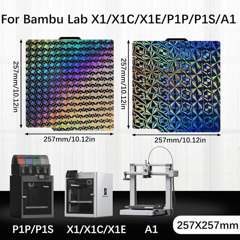 Wefuit Smooth Holographic Build Plate for Bambu Lab P2S/X1/X1C/X1E/P1P/P1S/A1,257x257mm Diamond Ball+Windmill Flexible Spring Steel Print Bed Removable Platform for Bambus 3D Printing Platform - Image 4